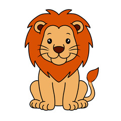 Fototapeta premium animal Lion Coloring Pages For Kids. Lion Coloring Book Printable. Lion Icon.white isolated background