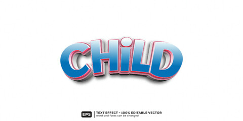 Child.eps 3D Cartoon Editable Text Effect | Premium Font Template