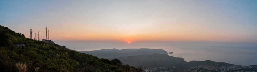 Beautiful sunrise in the mountains from Cumbres del Sol, in Benitachell, Comunidad Valenciana (Spain)