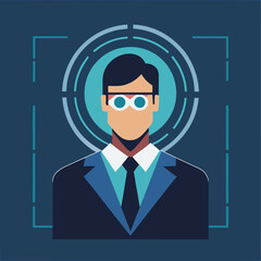 Biometric retina scan with eye grid icon vector illustration