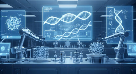 Advanced robotics in modern laboratory research facility for developing personalized cancer vaccines