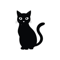 Obraz premium Halloween Black Cat Clean Glowing Vector Silhouette