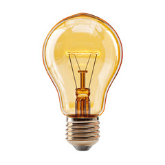 Glowing Lightbulb Idea Inspiration Innovation Bright Yellow Glass Electricity, isolated on transparent background, perfect cutout, PNG