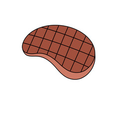 A cartoon drawing of a piece of meat with a brown crust