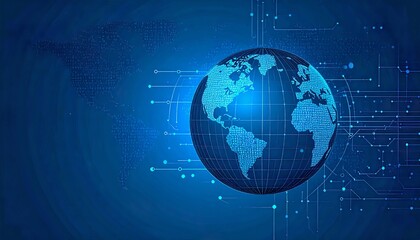 Naklejka premium Digital Earth with Global Network Grid – Futuristic Technology Concept 