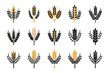 Wheat logo design template set isolated on transparent background