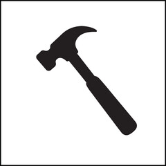 Hammer tool black flat silhouette
