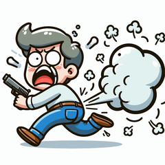 illustration of a man running with smoke