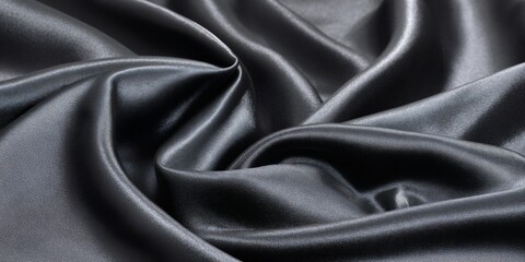 Obraz premium Luxurious Draped Black Satin Fabric Texture Elegant and Smooth