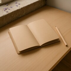 Fototapeta premium Notebook and Pencil on Desk