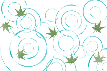 Green Maple Leaves and Water Ripples