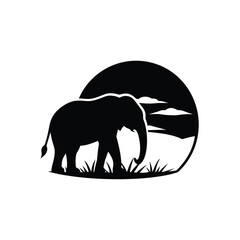 Obraz premium minimalist silhouette of a grazing elephant with s.eps