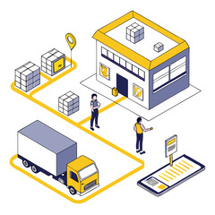 Supply Chain Logistics Network – Vector Illustration - Adobe Illustrator Artwork