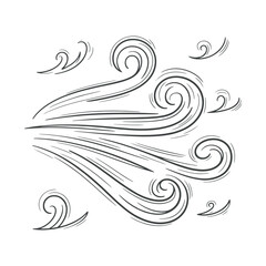 Fototapeta premium A hand drawing of a wind line with doodle-style design.