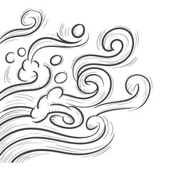 Fototapeta premium A hand drawing of a wind line with doodle-style design.