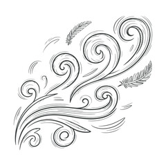 A hand drawing of a wind line with doodle-style design.