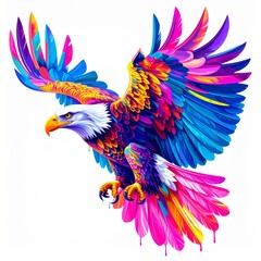 Fototapeta premium colorful vibrant acrylic painting of Eagle icon logo illustration