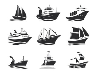 set of sailing ships