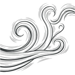 A hand drawing of a wind line with doodle-style design.