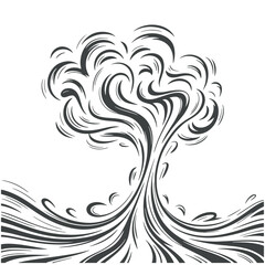 A hand drawing of a wind line with doodle-style design.