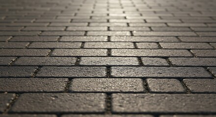 Obraz premium Sunlit Brick Pavement Texture High-Resolution Photo of Grey Bricks