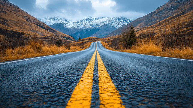 A single road dividing into two distinct paths, representing decision-making and divergent futures 