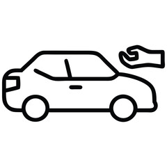 Obraz premium Car Service Concept Hand Inspecting Vehicle, Automotive Maintenance Outline Icon Illustration