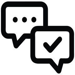 Obraz premium Chat Bubbles with Check Mark and Dots Communication Icon, Message Confirmation