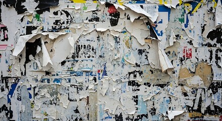 Layered Textures of Torn Posters Abstract Urban Wall Art