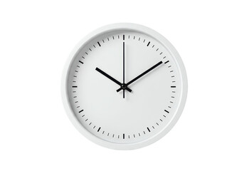 Isolated Minimalist White Wall Clock with Black Hands