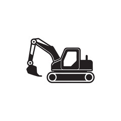 Heavy-Duty Construction Excavator Bulldozer Silhouette Industrial Strength Vector Illustration