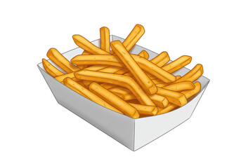 Isolated Portion of French Fries in a White Tray