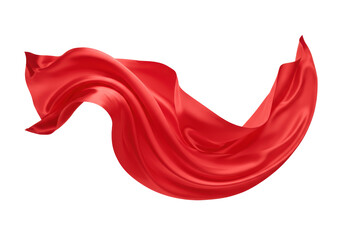 Isolated Red Silk Fabric Flowing with Elegant Folds