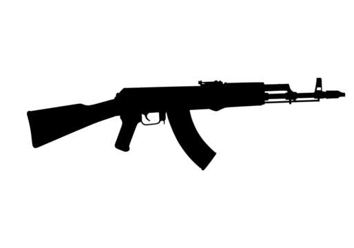 Isolated Silhouette of AK-47 Assault Rifle