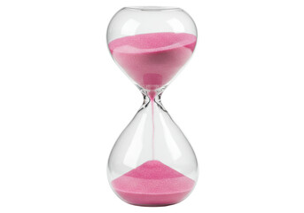 Isolated Hourglass with Pink Sand Time Concept