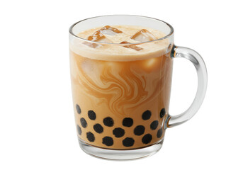 Isolated Glass of Boba Milk Tea with Ice