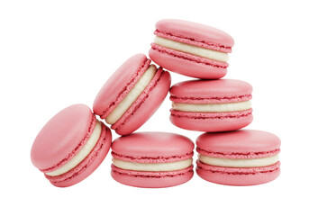 Isolated Stack of Pink Macarons with Cream Filling