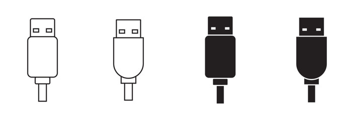USB Essentials A Modern Icon Set . USB icon set, Usb flash drive symbol. Universal USB sign png and vector illustration on transparent background . 