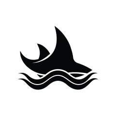 Shark Fin Ocean Sleek Vector Silhouette