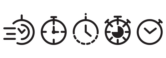 Time Management Made Easy A Comprehensive Timer Icon Collection  . Timers line icon set. Timer  Stopwatch . Illustrator 