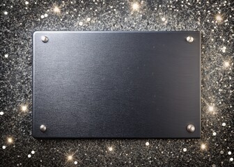 Fototapeta premium Elegant Dark Gray Metal Plaque on Sparkling Background