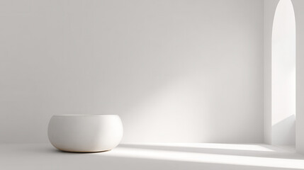 photorealistic ultraminimalist scene featuring empty space with single object in center