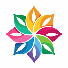 Fototapeta premium artistic flower logo with symmetrical petals vector illustration