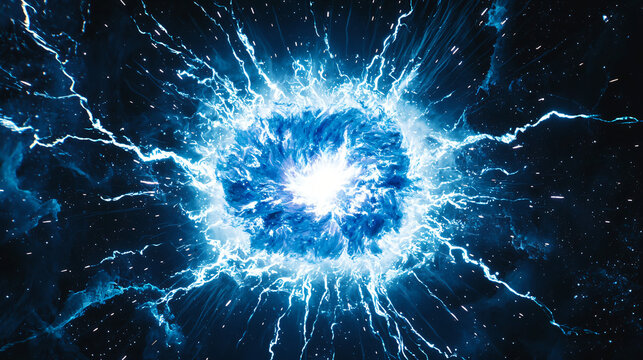Striking blue explosion of light creating a stunning visual effect against a dark background.