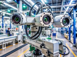 Industrial Automation System with Dual Vision Cameras in Manufacturing Facility