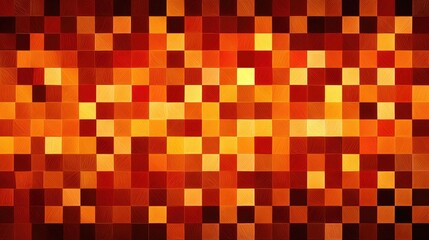 Fototapeta premium Vibrant pixelated pattern in warm orange and red tones.