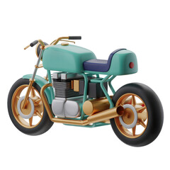 Obraz premium Teal and gold classic motorcycle illustration isolated on transparent background