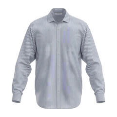 Mens blue and white striped dress shirt isolated on transparent background