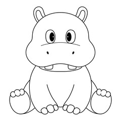 hippopotamus doodle outline line art
