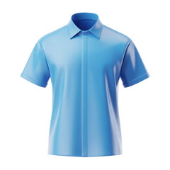 Naklejka premium Plain light blue short sleeve shirt isolated on transparent background